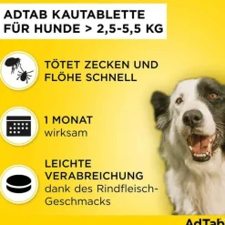 Adtab Flöhe, Zecken & Co.-™ Kautabletten für kleine Hunde 112 mg 2,5 bis 5,5 kg, 3 St