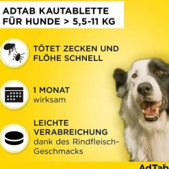 Adtab ™ Kautabletten für mittelgroße Hunde 225 mg 5,5 bis 11 kg, 3 St- Flöhe, Zecken & Co.