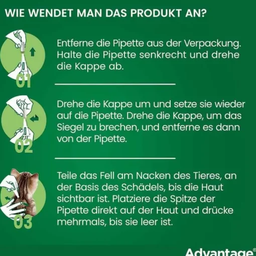 Advantage Nager|Flöhe, Zecken & Co.-80 für große Katzen und Zierkaninchen ab 4 kg, 4X0.8 ml