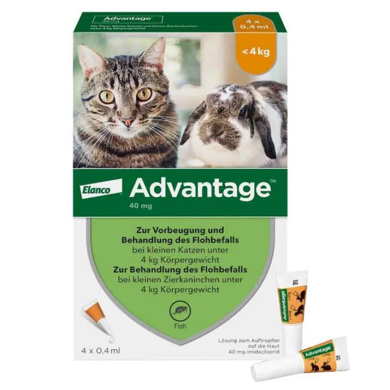 40 für kleine Katzen und Zierkaninchen unter 4 kg, 4X0.4 ml^Advantage