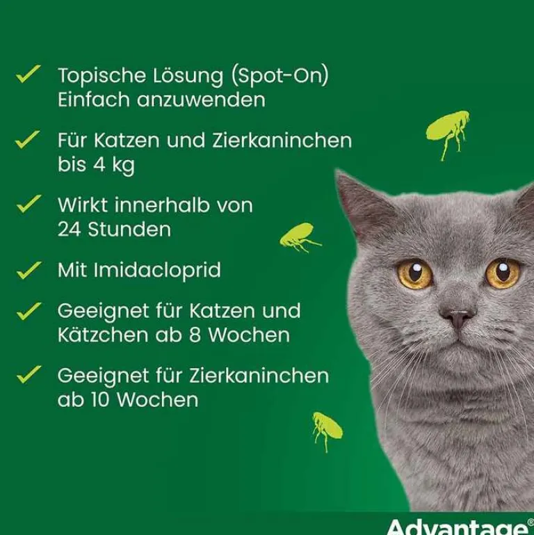 40 für kleine Katzen und Zierkaninchen unter 4 kg, 4X0.4 ml^Advantage