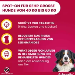 Flöhe, Zecken & Co.-Advantix Spot-on Lösung z.Auftr.a.d.H.für Hund 40 - 60 kg, 4X6.0 ml