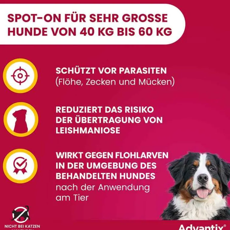 Flöhe, Zecken & Co.-Advantix Spot-on Lösung z.Auftr.a.d.H.für Hund 40 - 60 kg, 4X6.0 ml