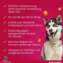 Flöhe, Zecken & Co.-Advantix Spot-on Lösung z.Auftr.a.d.H.für Hund 40 - 60 kg, 4X6.0 ml