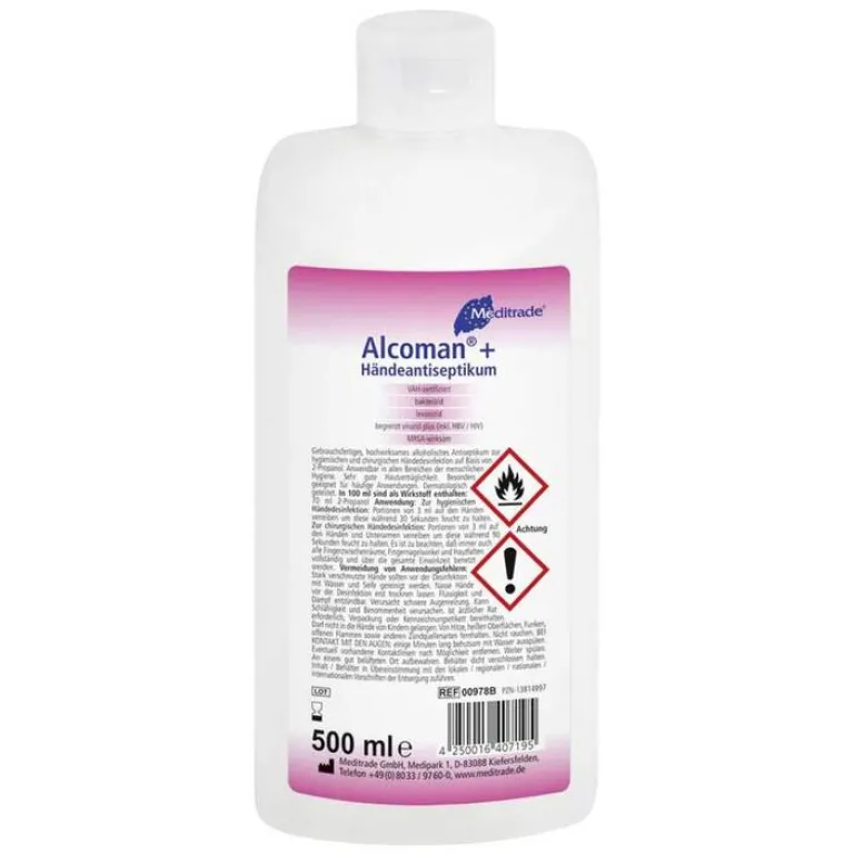 Alcoman Händedesinfektionsmittel-+ Händeantiseptikum, 500 ml
