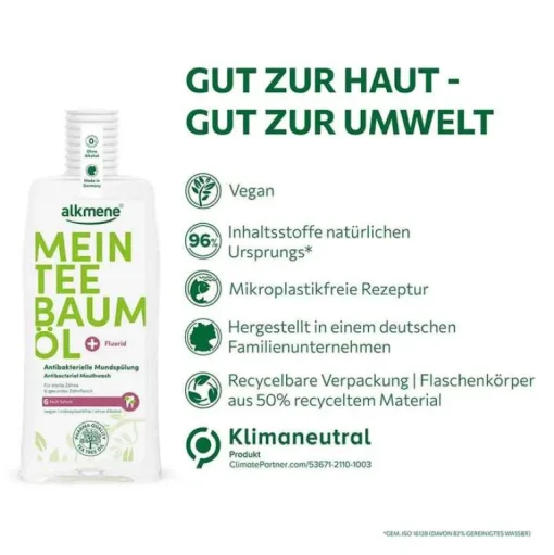 Alkmene Mein Teebaumöl antibakterielle Mundspülung, 500 ml- Mundspülung