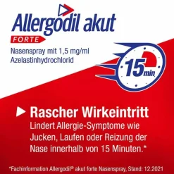 Allergodil akut FORTE Nasenspray mit Azelastin, 10 ml- Nasenspray Allergie|Allergie Medikamente