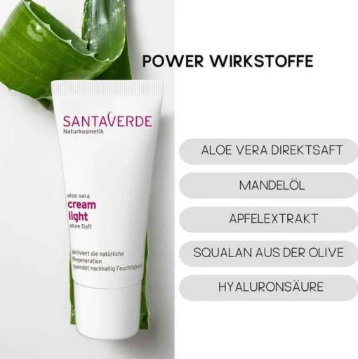 Santaverde Aloe Vera creme light ohne Duft, 30 ml- Gesichtspflege