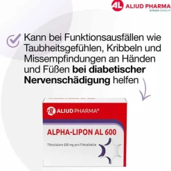 Aliud Pharma ALPHA-LIPON AL 600 Filmtabletten, 100 St- Medikamente|Alpha Liponsäure