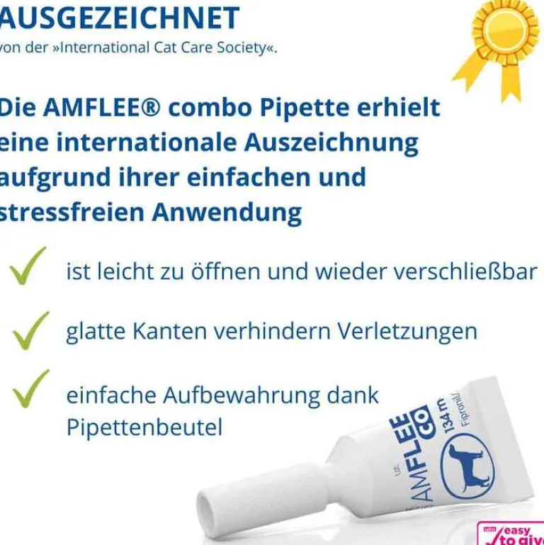 Amflee combo 67/60,3 mg Lösung zum Auftropfen für Hunde 2-10 kg, 3 St- Flöhe, Zecken & Co.