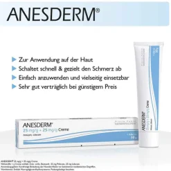Anesderm 25 mg/g + 25 mg/g Creme + Pflaster, 5X5 g- Lidocain