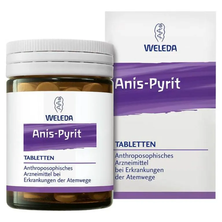 Weleda Hustensaft Kinder|Halsschmerztabletten-Anis-Pyrit Tabletten, 80 St