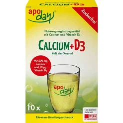 Apoday Calcium + D3 Zitrone-Limette zuckerfrei Pulver , 10X5 g- Calcium|Vitamin D (Colecalciferol)