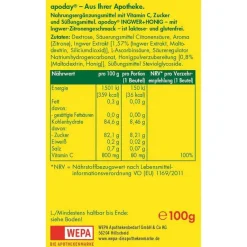 Apoday Ingwer + Honig + Vitamin C Pulver, 10X10 g- Vitamin C (Ascorbinsäure)