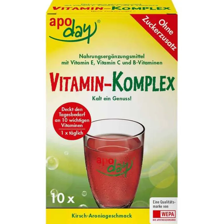 Apoday Vitamin-Komplex Kirsch-Aronia zuckerfrei Pulver , 10X5 g- Multivitamine