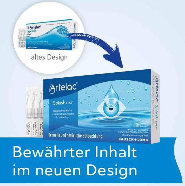 Artelac Augentropfen Trockene Augen-® Splash EDO® Augentropfen für trockene brennende Augen, 10X0.5 ml