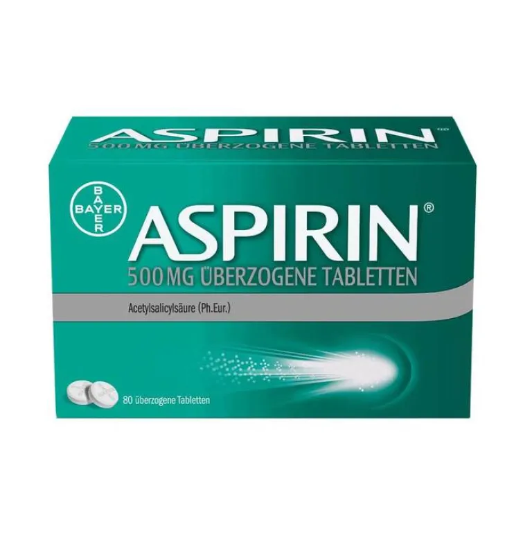 Aspirin Zahnschmerztabletten|Kopfschmerztabletten-500 mg überzogene Tabletten, 80 St