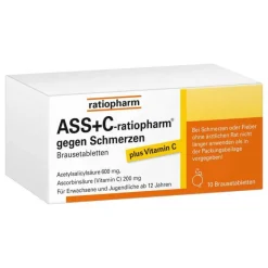 Ratiopharm ASS + C gegen Schmerzen Brausetabletten, 10 St- Ass-Acetylsalicylsäure|Mittel Gegen Fieber