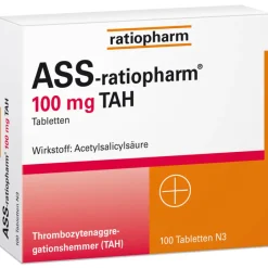 Ratiopharm Blutverdünner Medikamente|Acetylsalicylsäure (Ass)-ASS-® 100 mg TAH Tabletten, 100 St