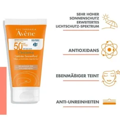 Avene Cleanance Sonnenfluid SPF 50 + getönt, 50 ml- Lsf 50+|Gesicht
