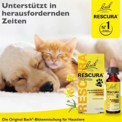 Rescura Bachblüten Original Pets Tropfen alkoholfrei vet. (für Tiere), 10 ml- Beruhigungsmittel Katze|Beruhigungsmittel Hund