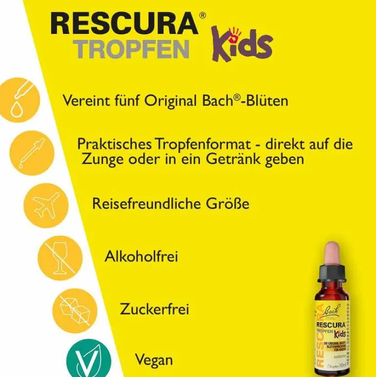 Rescura Bachblüten Original Kids Tropfen alkoholfrei, 10 ml-Kinder Bachblüten Für Kinder