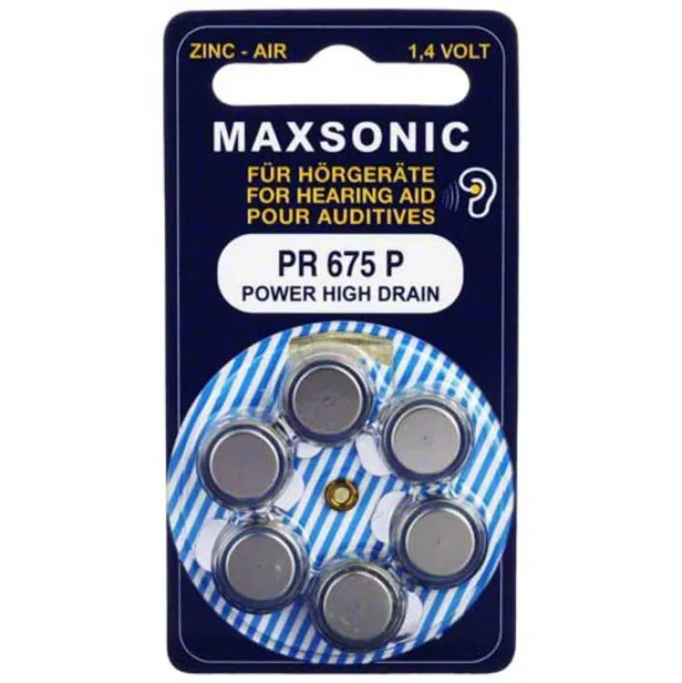 Maxsonic Batterien-Batterien für Hörgeräte Power PP 675, 6 St