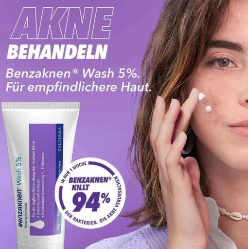 Benzaknen Akne-Creme-® Wash 5% Suspension bei unreiner Haut und leichter Akne, 2X100 g