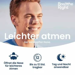 Besser Atmen Breathe Right Nasenpflaster normal transparent , 10 St- Schnupfen & Nasennebenhöhlen