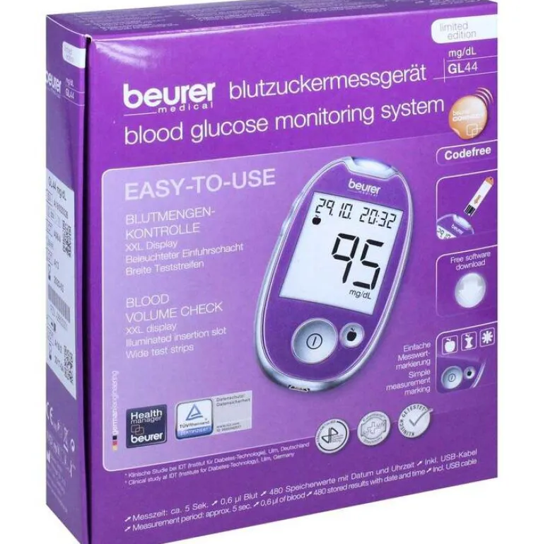 Blutzuckermessgerät GL 44 mg / dl lila, 1 St^Beurer Best