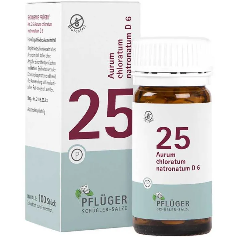 Pflüger Biochemie 25 Aurum chloratum Natrium D 6 Tabletten, 100 St- Salze Als Tropfen|Salze 25 - 36