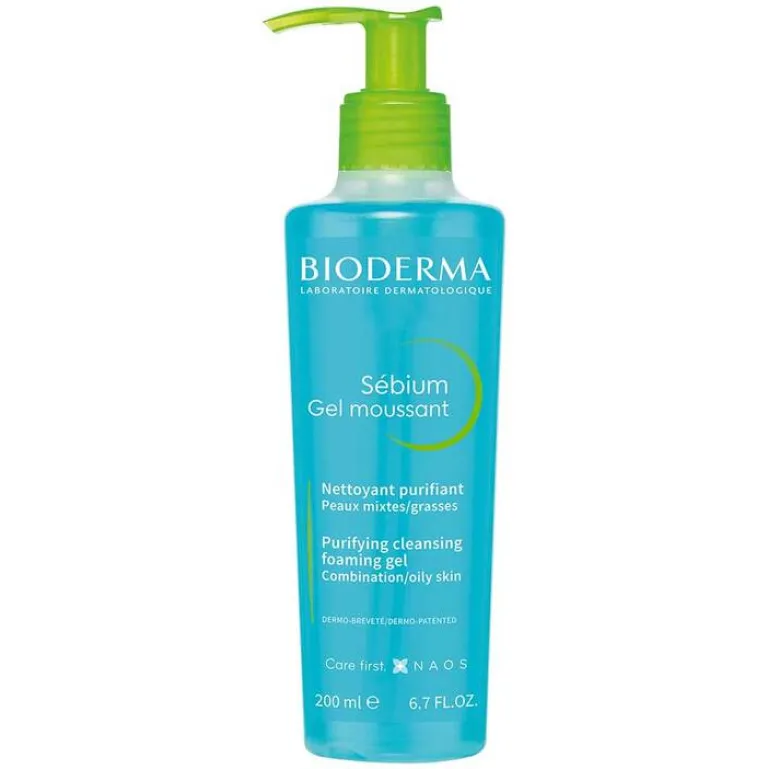 Bioderma Sebium Gel Moussant Reinigungsgel für unreine, ölige, zu Akne neigende Haut, 200 ml- Handseife|Unreine Haut