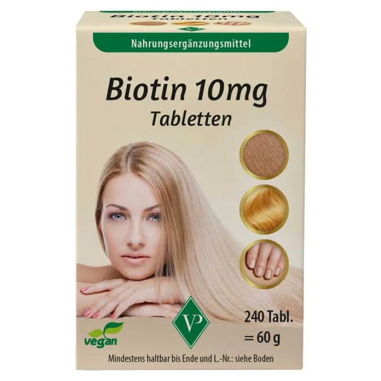Velag Biotin 10 mg hochdosiert vegan Tabletten, 240 St- Vitamin B7 (Biotin)