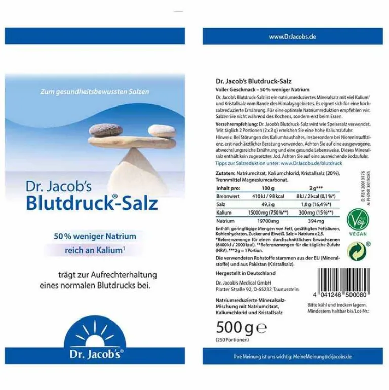Blutdruck-Salz mit Kalium Dr. Jacob`s, 500 g^