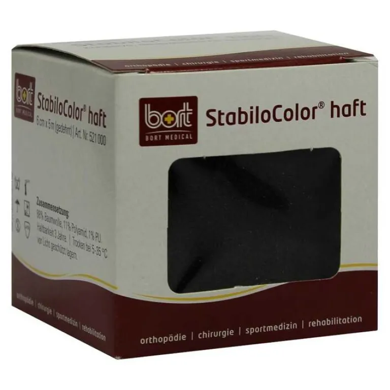 Bort Haft- & Fixierbinden|Binden & Verbände-Stabilocolor haft Binde 6cm schwarz, 1 St