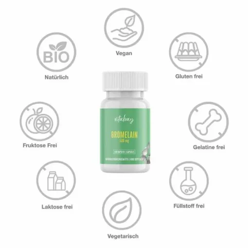 Bromelain 500 mg 1200 F.I.P aus Ananas vegan Kapseln , 100 St^Vitabay Sale