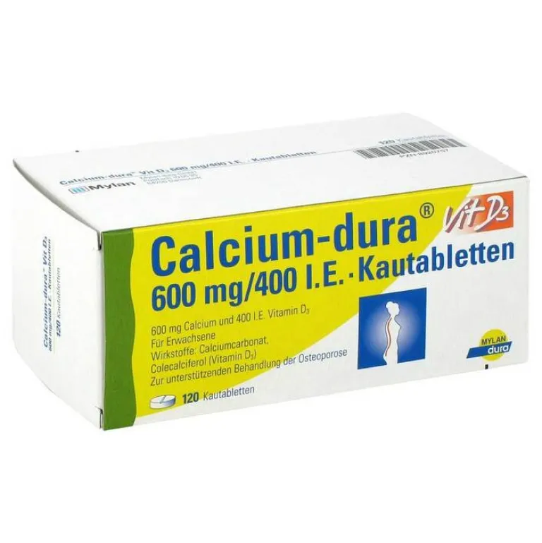 Dura Calcium Vit D3 600 mg / 400 I.E. Kautabletten, 120 St- Calcium