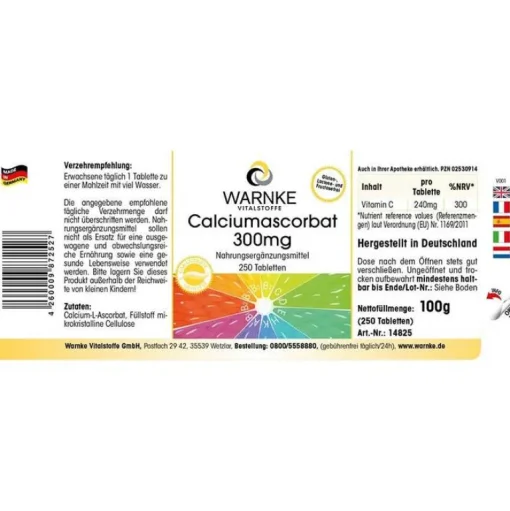 Warnke Calcium-Calciumascorbat 300 mg Tabletten, 250 St