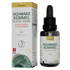 Schwarzkümmel mit Vit.D3 + K2 Tropfen zum Einnehmen , 30 ml^CannSol Hot