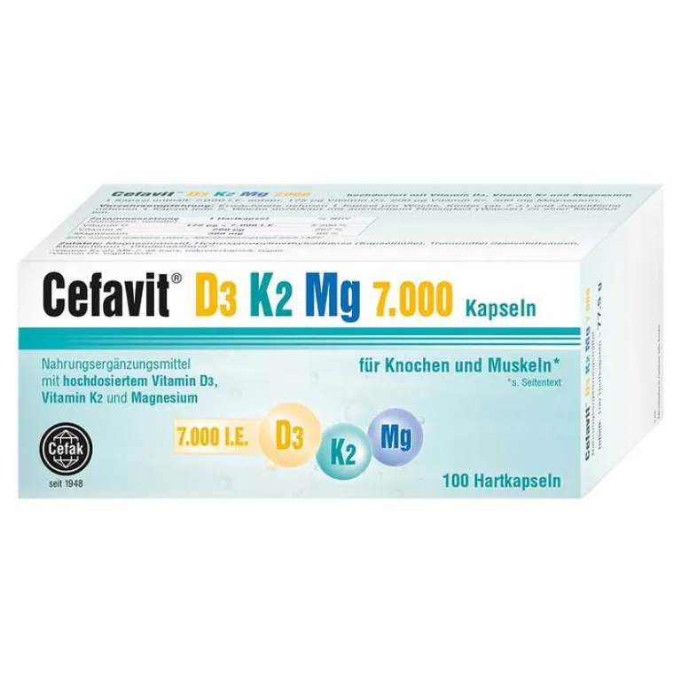 Cefavit Vitamin K|Vitamin D (Colecalciferol)-D3 K2 Mg 7.000 I.E. Hartkapseln, 100 St