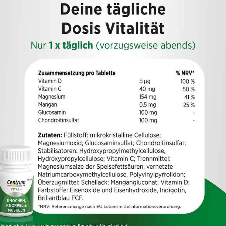 Centrum Glucosamin-Chondroitin-Vital + Knochen Knorpel & Muskeln Tabletten, 30 St