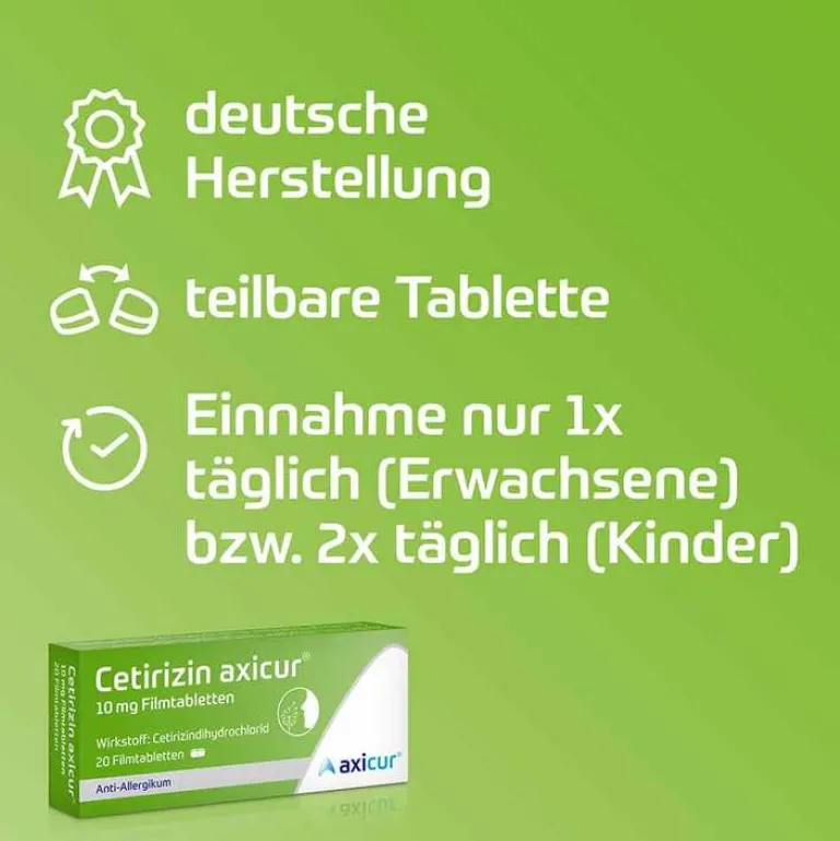 axicur Cetirizin ® 10 mg Filmtabletten, 7 St- Cetirizin|Allergie Tabletten