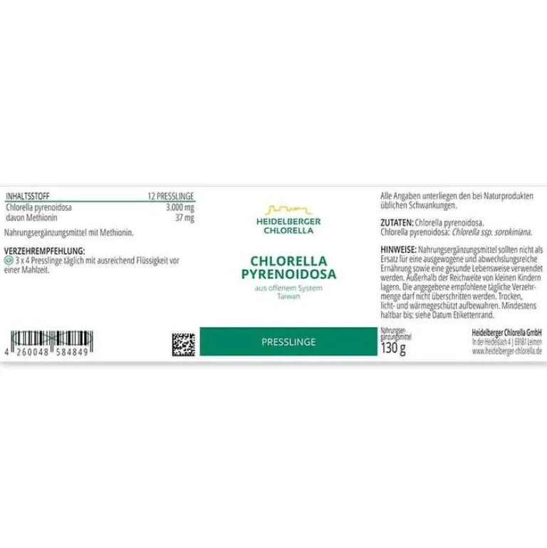 Heidelberger Chlorella Chlorella-Chlorella Pyrenoidosa Presslinge, 130 g