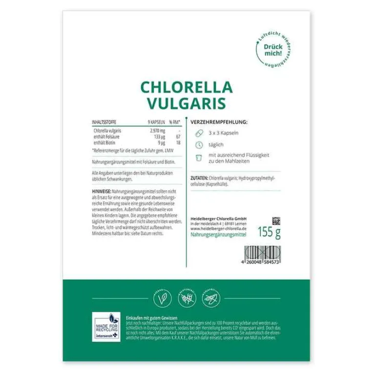 Heidelberger Chlorella Chlorella-Chlorella Vulgaris Kapseln, 155 g
