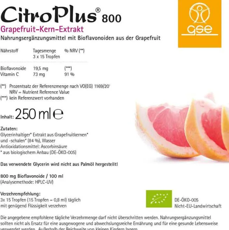 Citroplus 800 Bio Grapefruit Kern Extrakt Liquidum, 250 ml^GSE Clearance