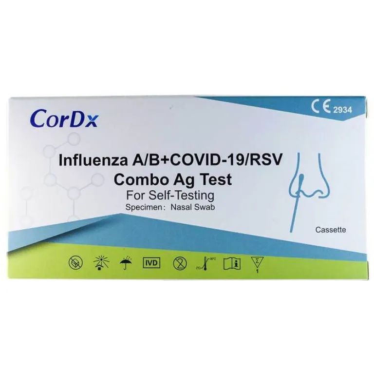 Cordx Influenza A / B + Covid-19 / RSV Combo Ag Laie Kombi Nasentest, 1 St- Corona Schnelltest