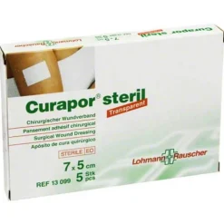 Curapor Wundverband transparent 5x7 cm steril, 5 St- Wundpflaster