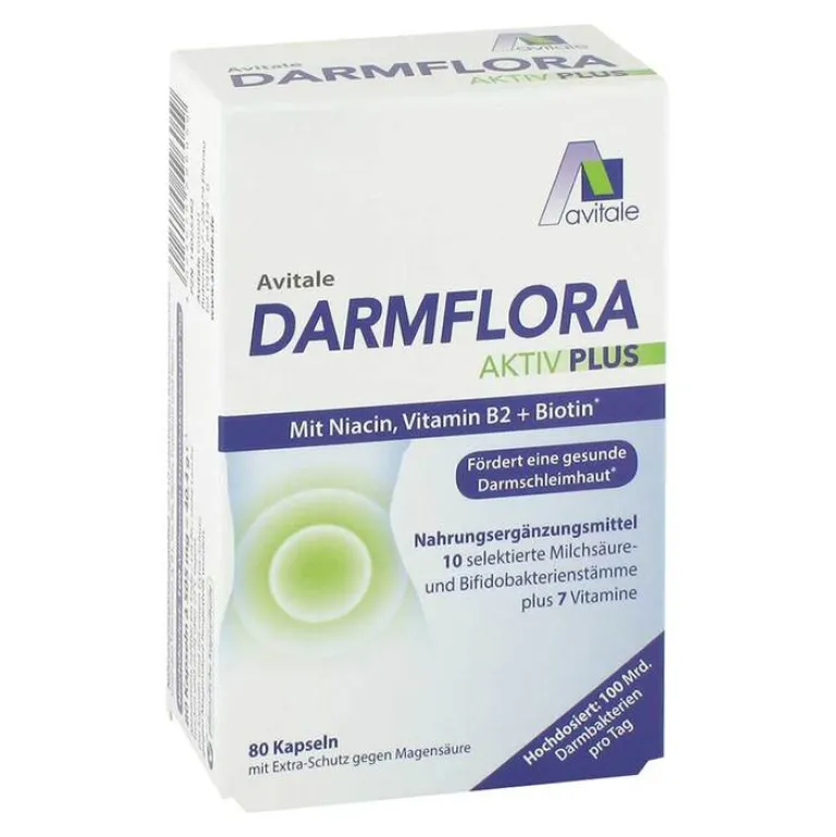 Avitale Bakterienkulturen-Darmflora Aktiv Plus 100 Mrd.Bakterien + 7 Vitamine, 80 St