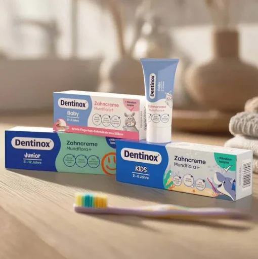 Dentinox Zahnpasta & Zahncreme|Für Kinder-Zahncreme Mundflora Junior, 75 ml