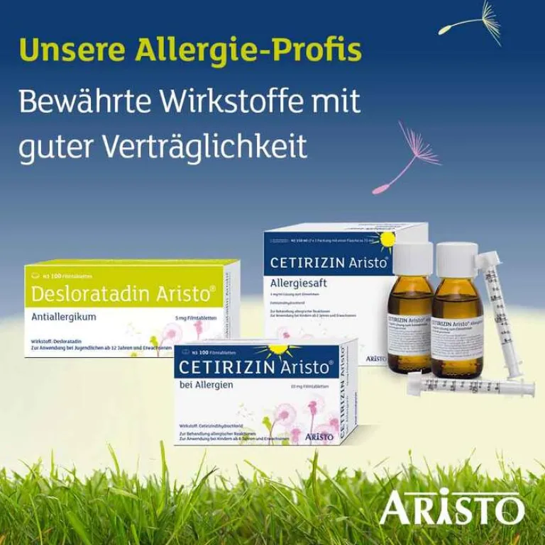 Aristo Allergie Tabletten|Allergie Medikamente-Desloratadin ® Antiallergikum 5 mg Filmtabletten, 100 St